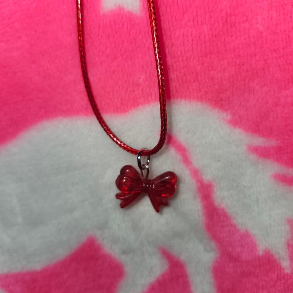 Red Bow Adjustable Cord Necklace